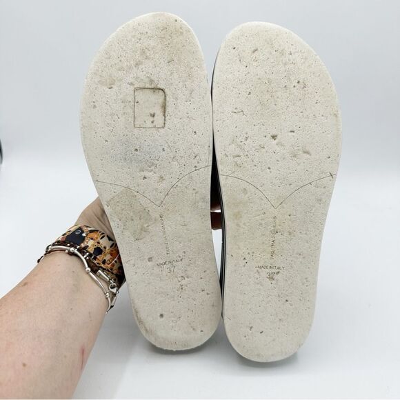 TABITHA SIMMONS Sophia White Platform Slide Sandal Black White Stripe Bottom 6.5 - Picture 9 of 11